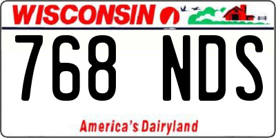 WI license plate 768NDS