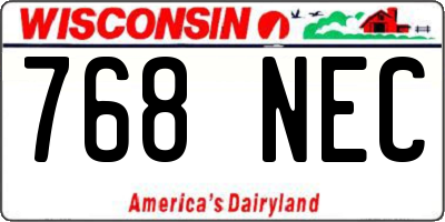 WI license plate 768NEC