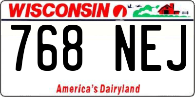 WI license plate 768NEJ