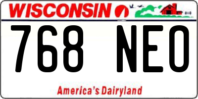 WI license plate 768NEO