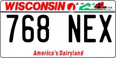 WI license plate 768NEX
