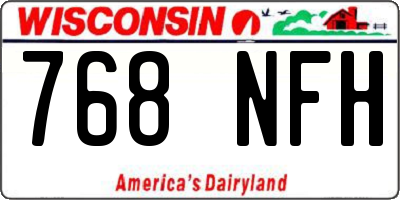 WI license plate 768NFH
