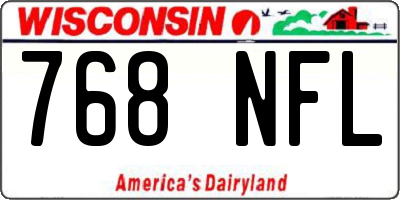 WI license plate 768NFL
