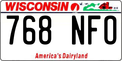 WI license plate 768NFO