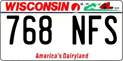 WI license plate 768NFS