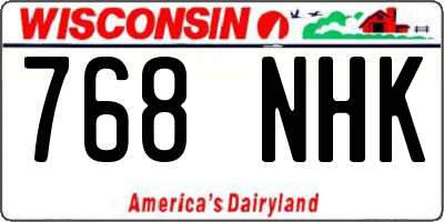 WI license plate 768NHK