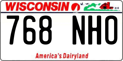WI license plate 768NHO
