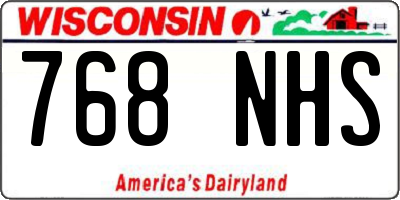WI license plate 768NHS