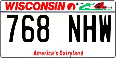 WI license plate 768NHW