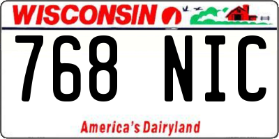 WI license plate 768NIC
