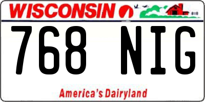 WI license plate 768NIG