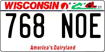 WI license plate 768NOE