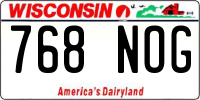WI license plate 768NOG