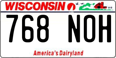 WI license plate 768NOH
