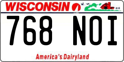 WI license plate 768NOI