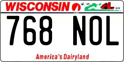 WI license plate 768NOL