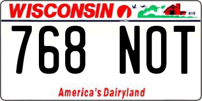 WI license plate 768NOT