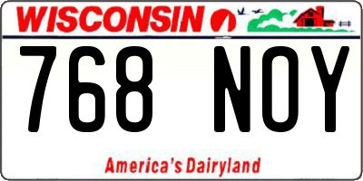 WI license plate 768NOY