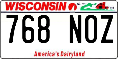 WI license plate 768NOZ