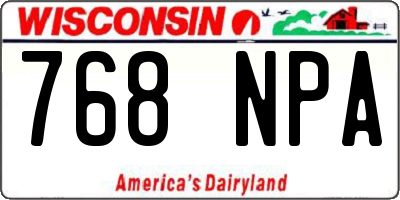 WI license plate 768NPA