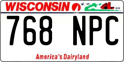 WI license plate 768NPC