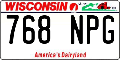 WI license plate 768NPG