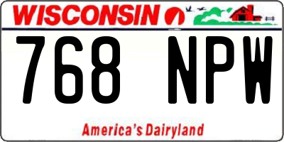 WI license plate 768NPW