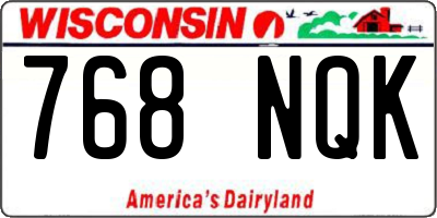 WI license plate 768NQK