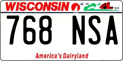 WI license plate 768NSA