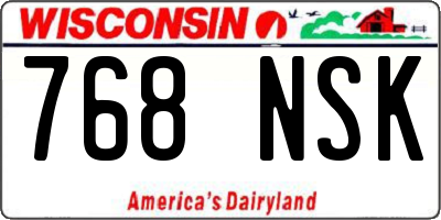 WI license plate 768NSK