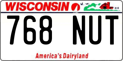 WI license plate 768NUT