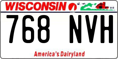 WI license plate 768NVH