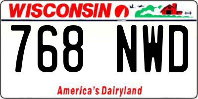 WI license plate 768NWD