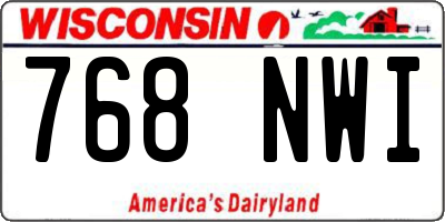 WI license plate 768NWI