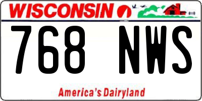 WI license plate 768NWS