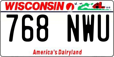 WI license plate 768NWU