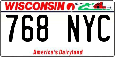 WI license plate 768NYC