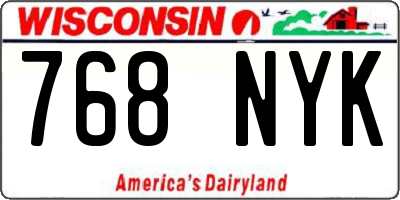 WI license plate 768NYK