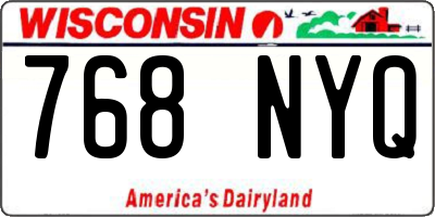 WI license plate 768NYQ