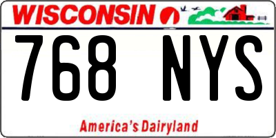 WI license plate 768NYS
