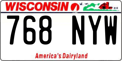 WI license plate 768NYW