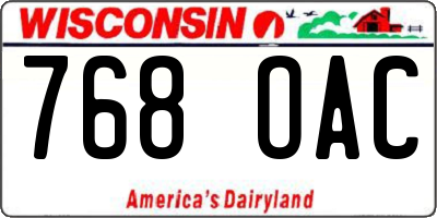 WI license plate 768OAC