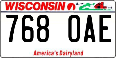 WI license plate 768OAE
