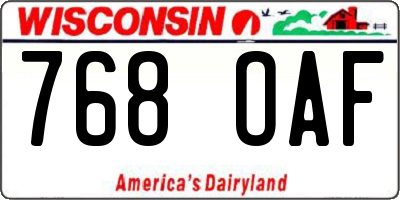 WI license plate 768OAF