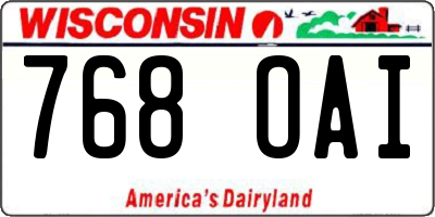 WI license plate 768OAI
