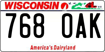 WI license plate 768OAK