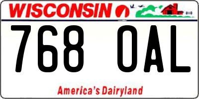 WI license plate 768OAL