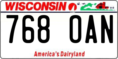 WI license plate 768OAN