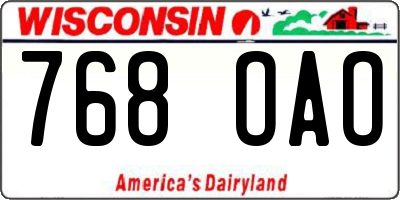 WI license plate 768OAO