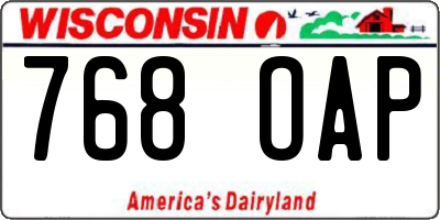WI license plate 768OAP